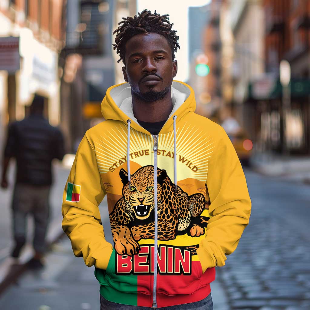 Personalised Afro Benin Leopard Zip Hoodie Stay True - Stay Wild