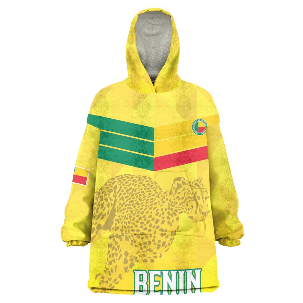 Custom Benin Football Kid Wearable Blanket Hoodie Go Les Guepards