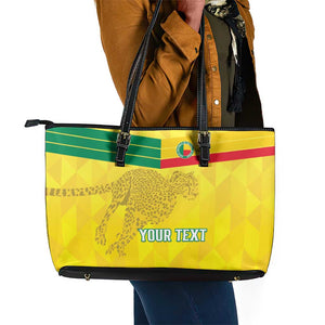 Custom Benin Football Leather Tote Bag Go Les Guepards