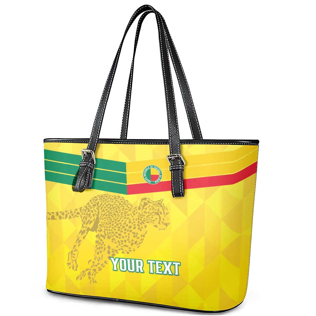 Custom Benin Football Leather Tote Bag Go Les Guepards