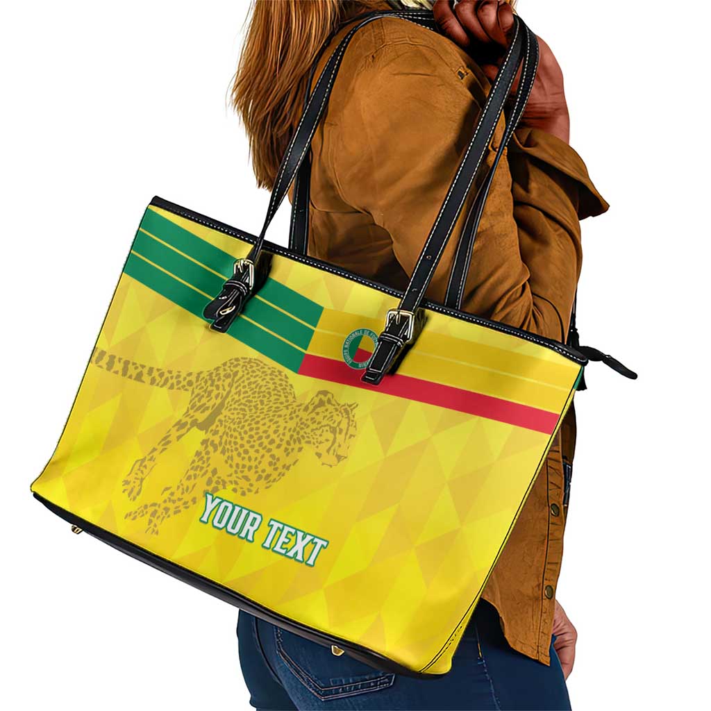 Custom Benin Football Leather Tote Bag Go Les Guepards