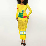 Custom Benin Football Long Sleeve Bodycon Dress Go Les Guepards LT15