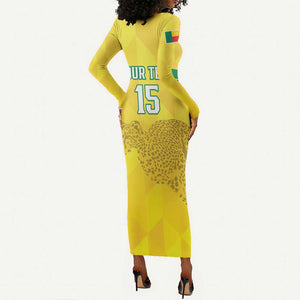 Custom Benin Football Long Sleeve Bodycon Dress Go Les Guepards LT15