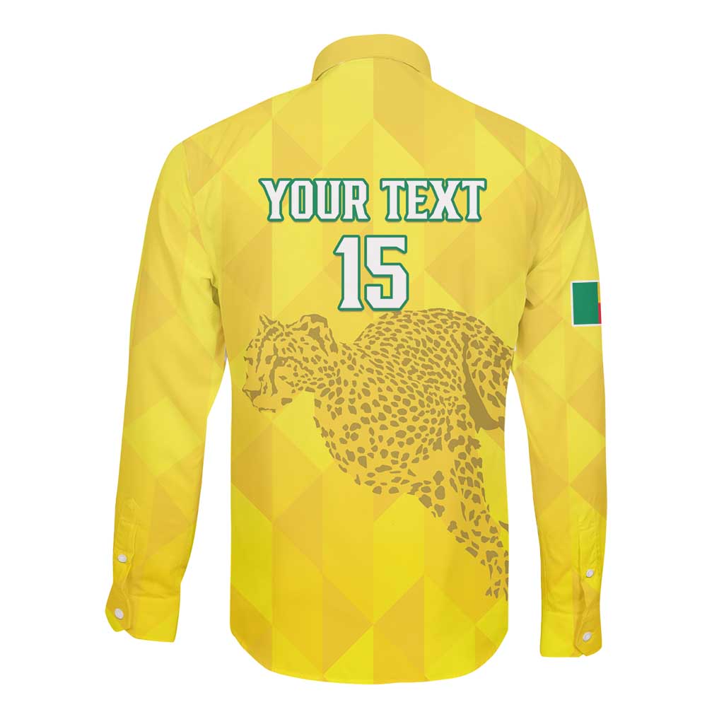 Custom Benin Football Long Sleeve Button Shirt Go Les Guepards