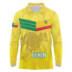 Custom Benin Football Long Sleeve Polo Shirt Go Les Guepards