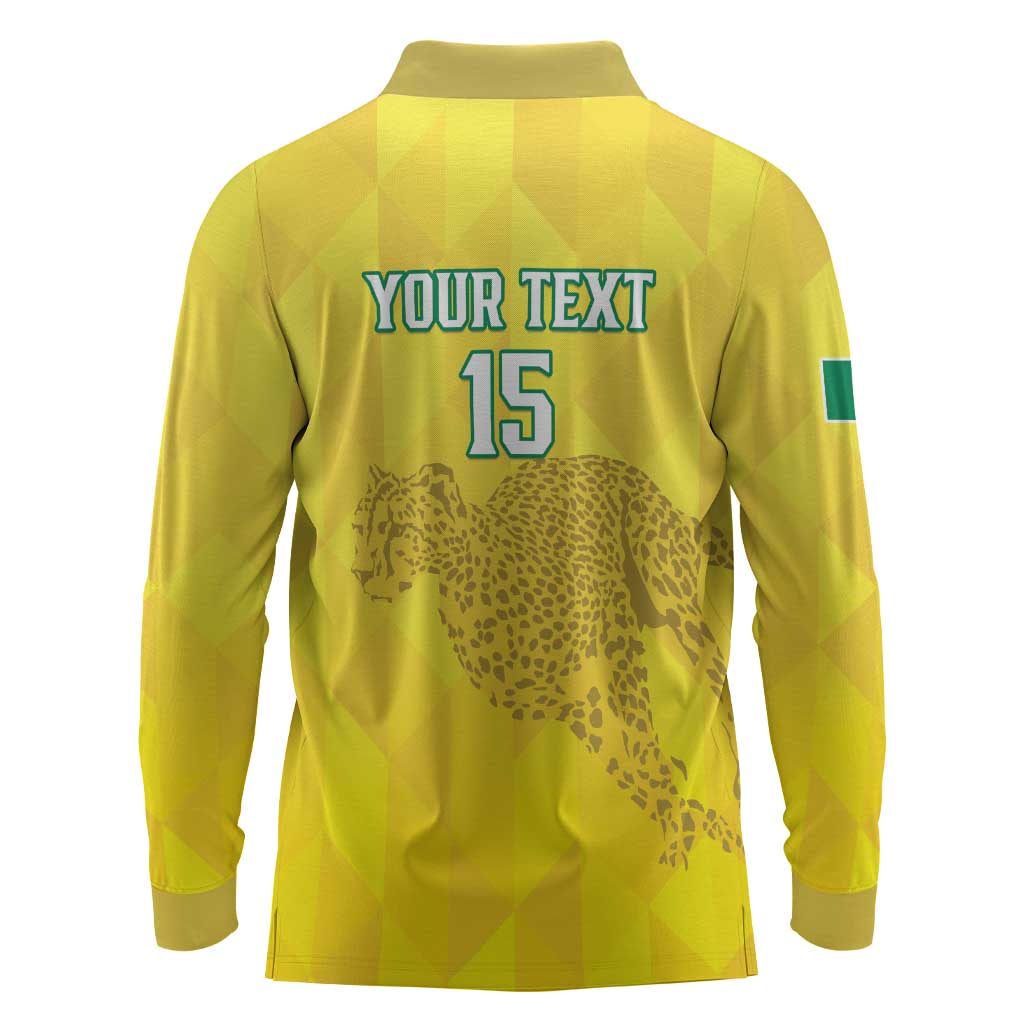 Custom Benin Football Long Sleeve Polo Shirt Go Les Guepards