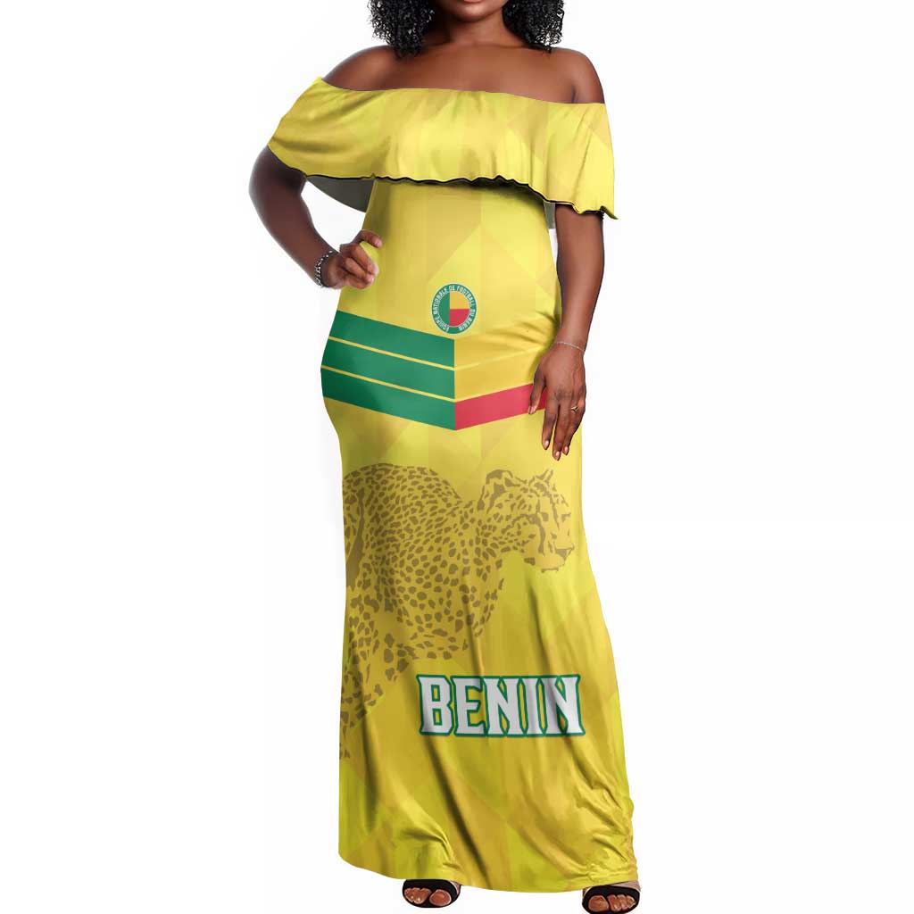 Custom Benin Football Off Shoulder Maxi Dress Go Les Guepards