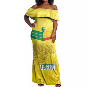 Custom Benin Football Off Shoulder Maxi Dress Go Les Guepards