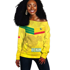 Custom Benin Football Off Shoulder Sweater Go Les Guepards