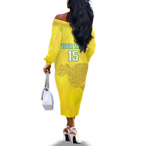 Custom Benin Football Off The Shoulder Long Sleeve Dress Go Les Guepards