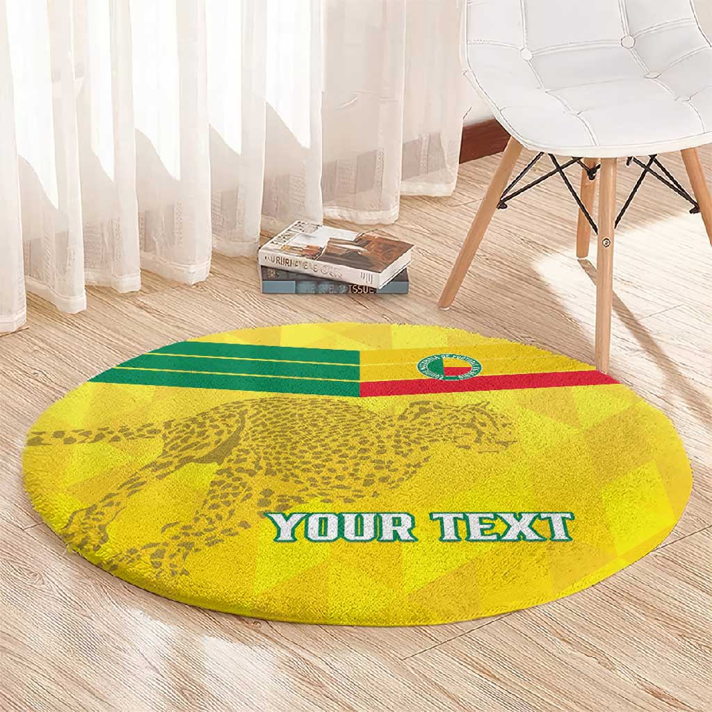 Custom Benin Football Round Carpet Go Les Guepards