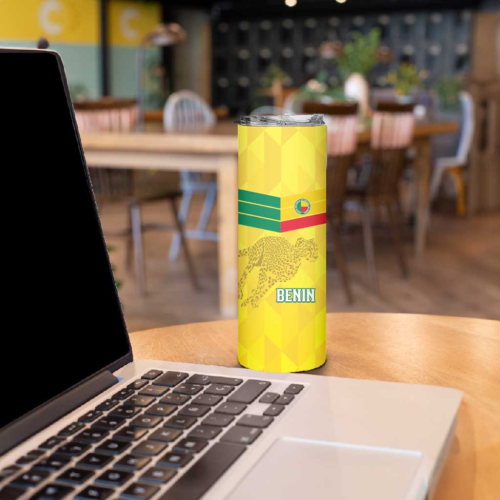 Custom Benin Football Skinny Tumbler Go Les Guepards