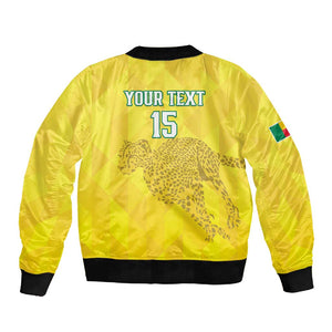 Custom Benin Football Sleeve Zip Bomber Jacket Go Les Guepards