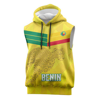 Custom Benin Football Sleeveless Hoodie Go Les Guepards - African Pride