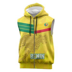 Custom Benin Football Sleeveless Zip Hoodie Go Les Guepards - African Pride