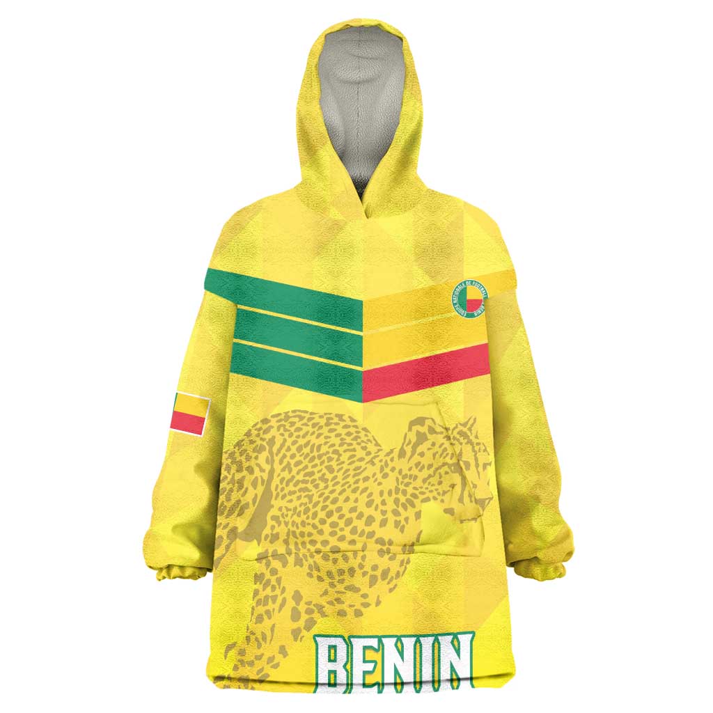 Custom Benin Football Wearable Blanket Hoodie Go Les Guepards