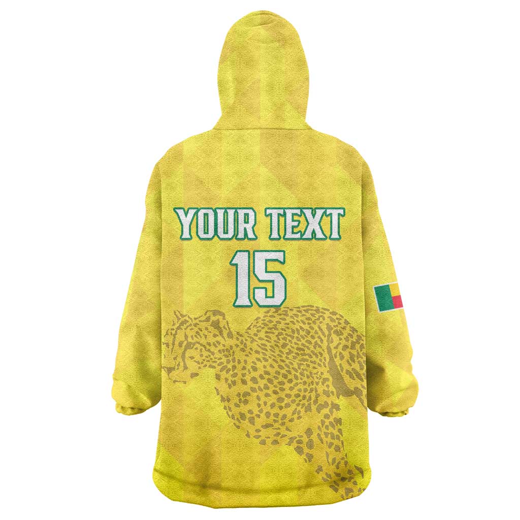 Custom Benin Football Wearable Blanket Hoodie Go Les Guepards