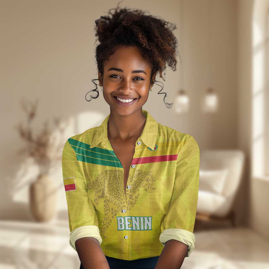 Custom Benin Football Women Casual Shirt Go Les Guepards LT15