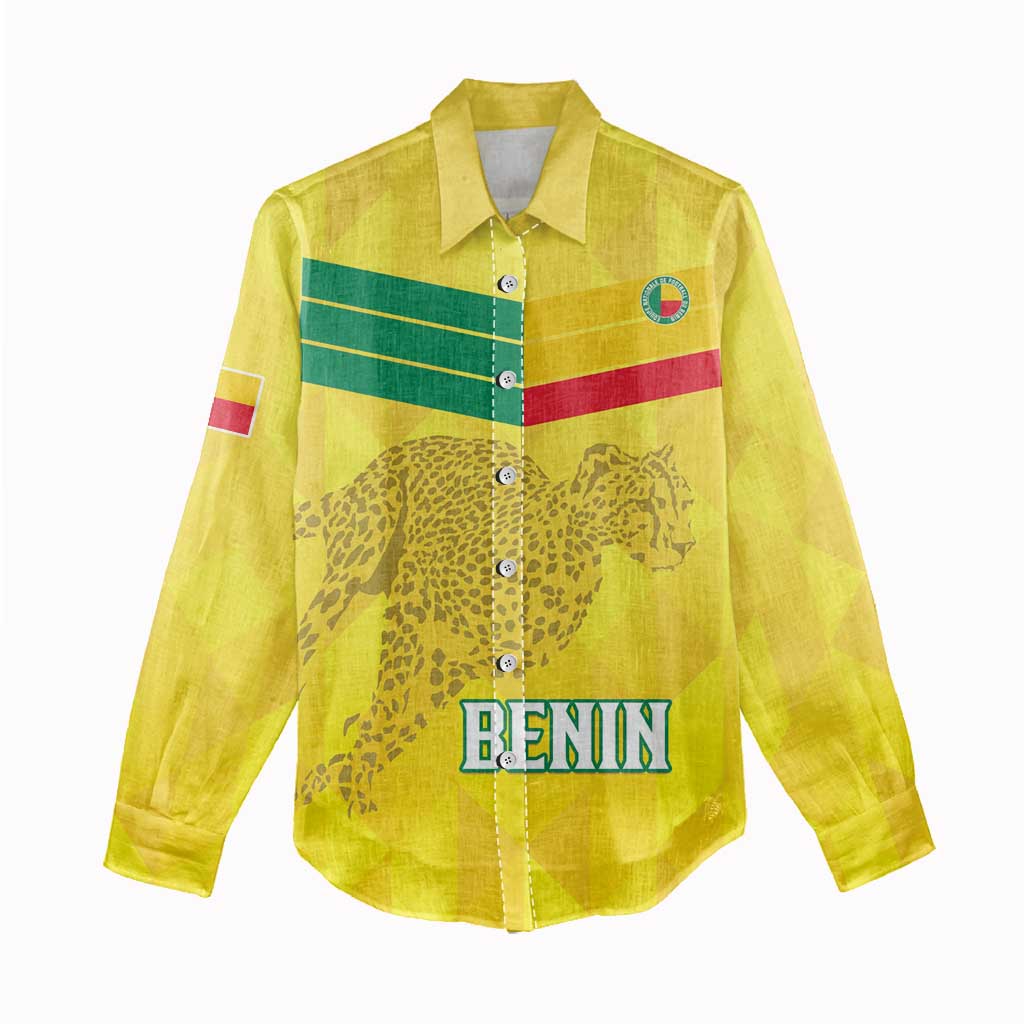 Custom Benin Football Women Casual Shirt Go Les Guepards LT15