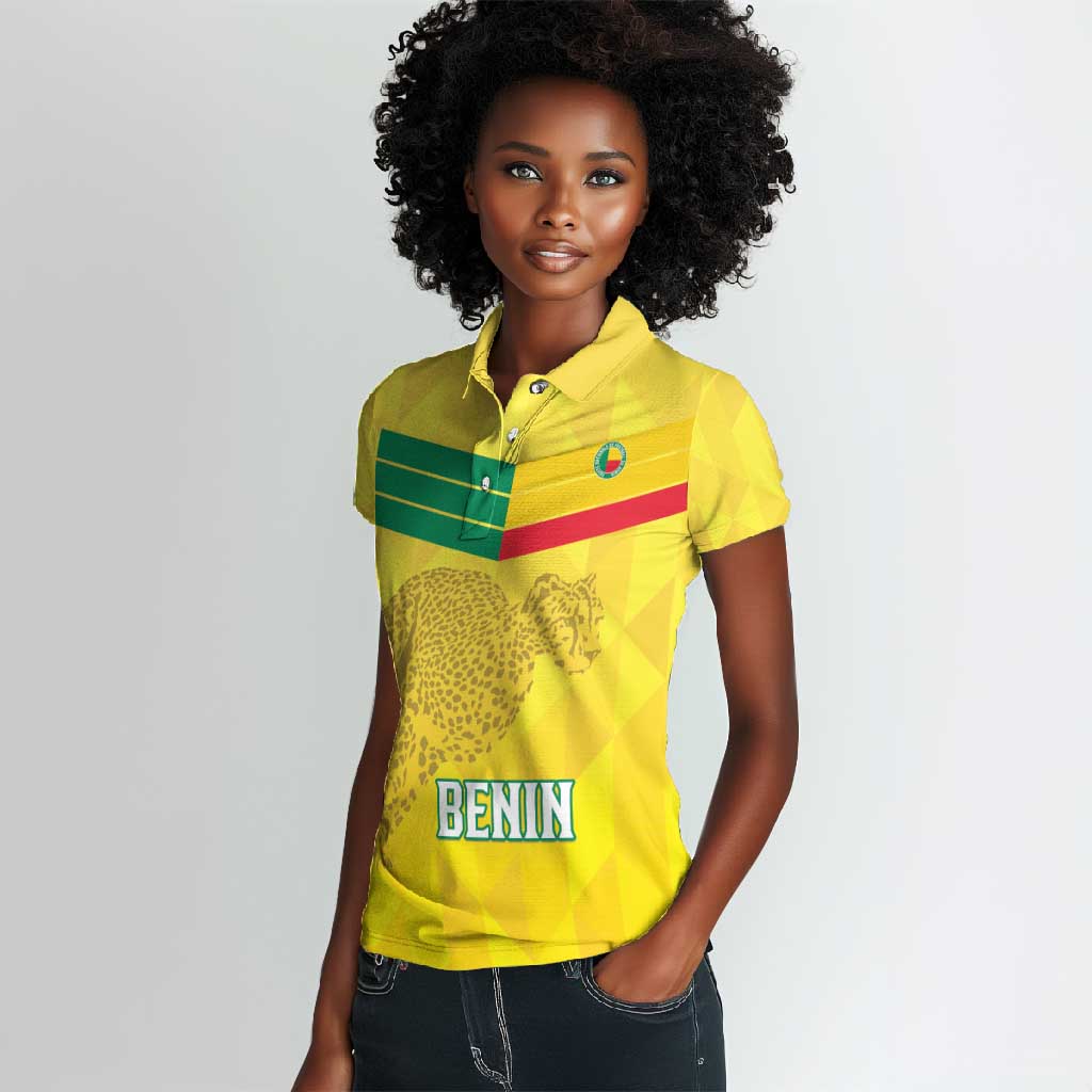 Custom Benin Football Women Polo Shirt Go Les Guepards