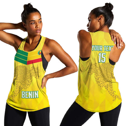 Custom Benin Football Women Racerback Tank Go Les Guepards