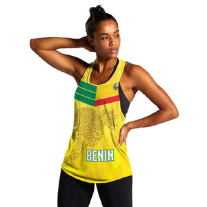 Custom Benin Football Women Racerback Tank Go Les Guepards