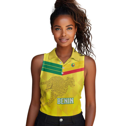 Custom Benin Football Women Sleeveless Polo Shirt Go Les Guepards