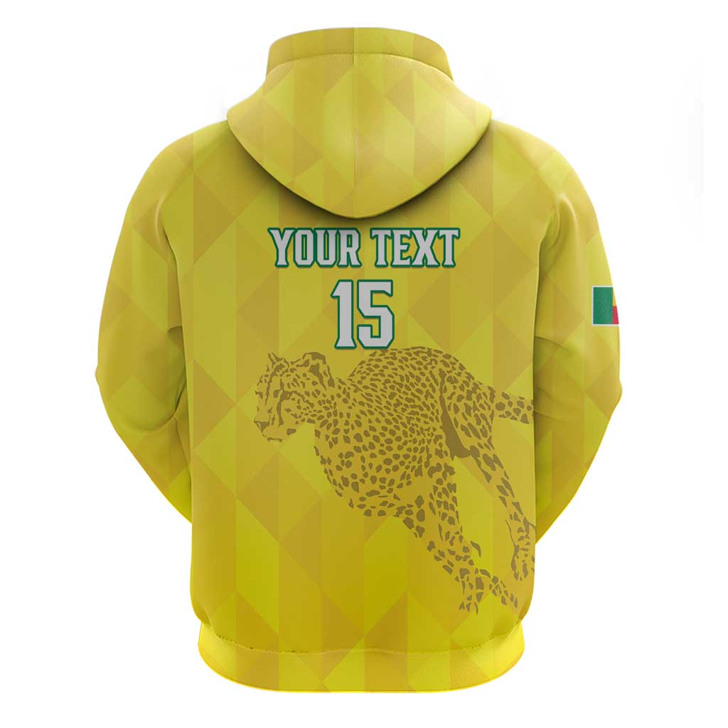 Custom Benin Football Zip Hoodie Go Les Guepards
