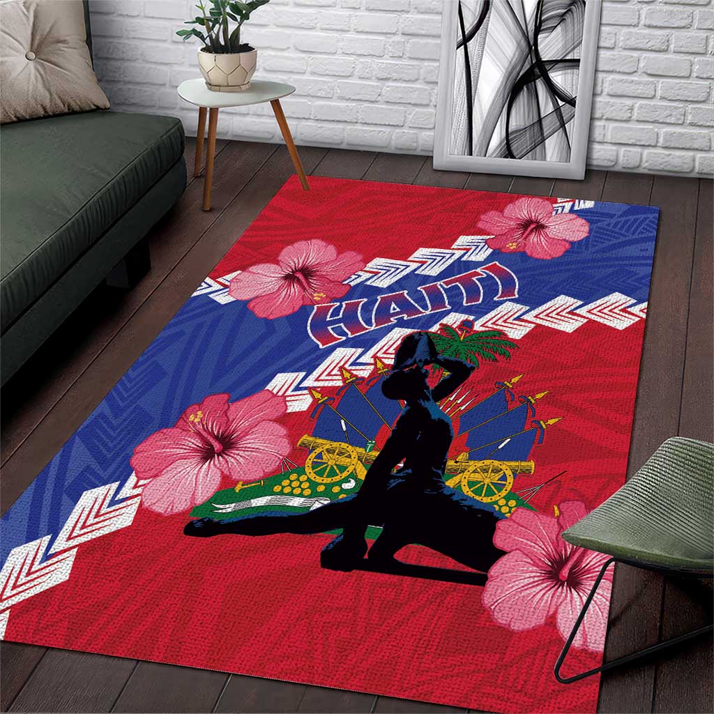 Haiti Neg Maron Area Rug Coat Of Arms - Hisbicus Polynesian