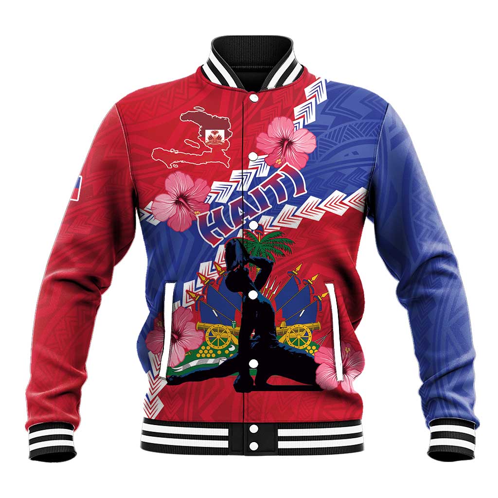 Haiti Neg Maron Baseball Jacket Coat Of Arms - Hisbicus Polynesian