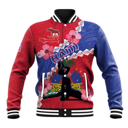 Haiti Neg Maron Baseball Jacket Coat Of Arms - Hisbicus Polynesian