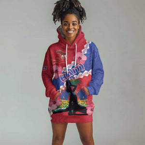Haiti Neg Maron Hoodie Dress Coat Of Arms - Hisbicus Polynesian
