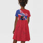 Haiti Neg Maron Kid Short Sleeve Dress Coat Of Arms - Hisbicus Polynesian