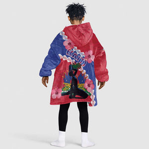 Haiti Neg Maron Kid Wearable Blanket Hoodie Coat Of Arms - Hisbicus Polynesian