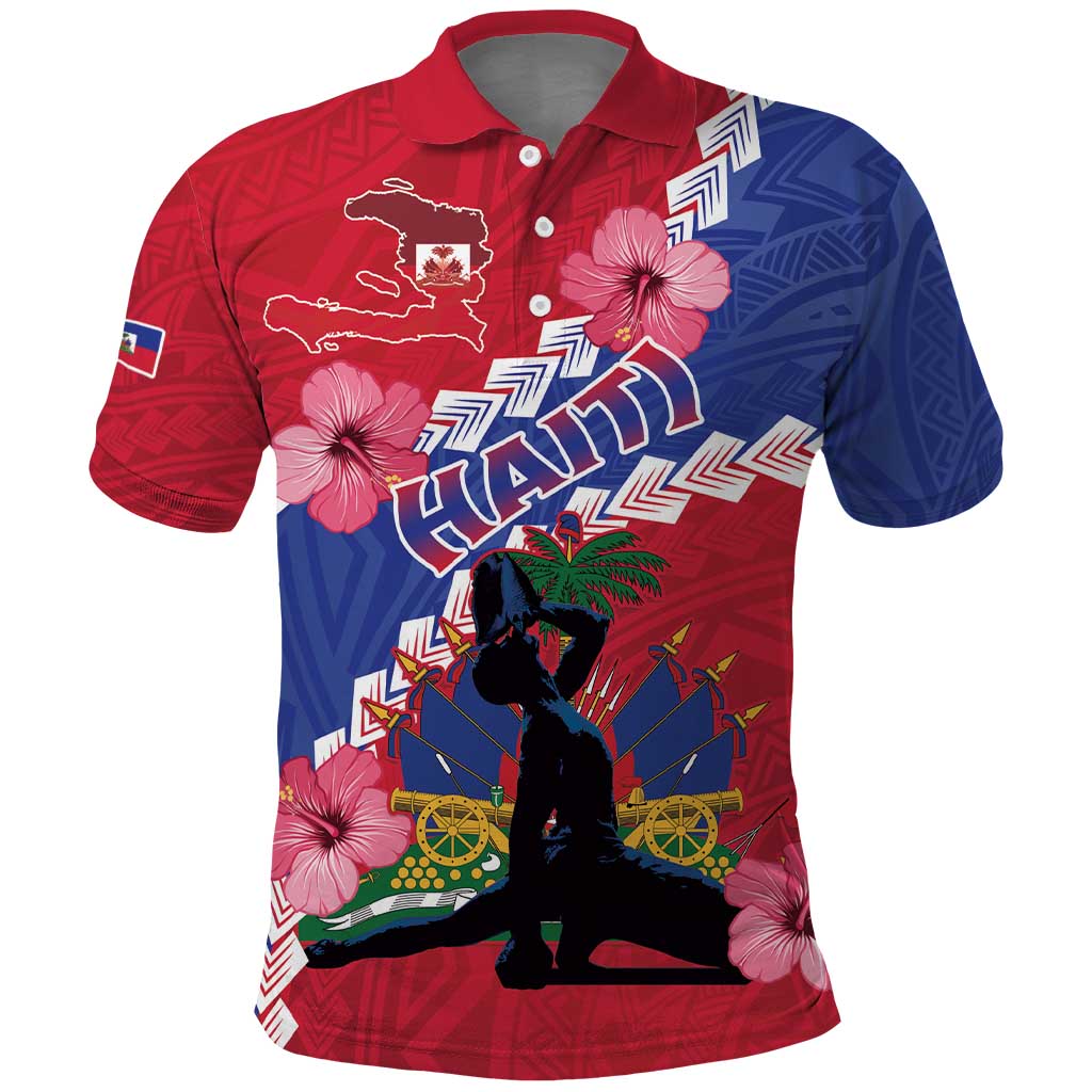 Haiti Neg Maron Polo Shirt Coat Of Arms - Hisbicus Polynesian