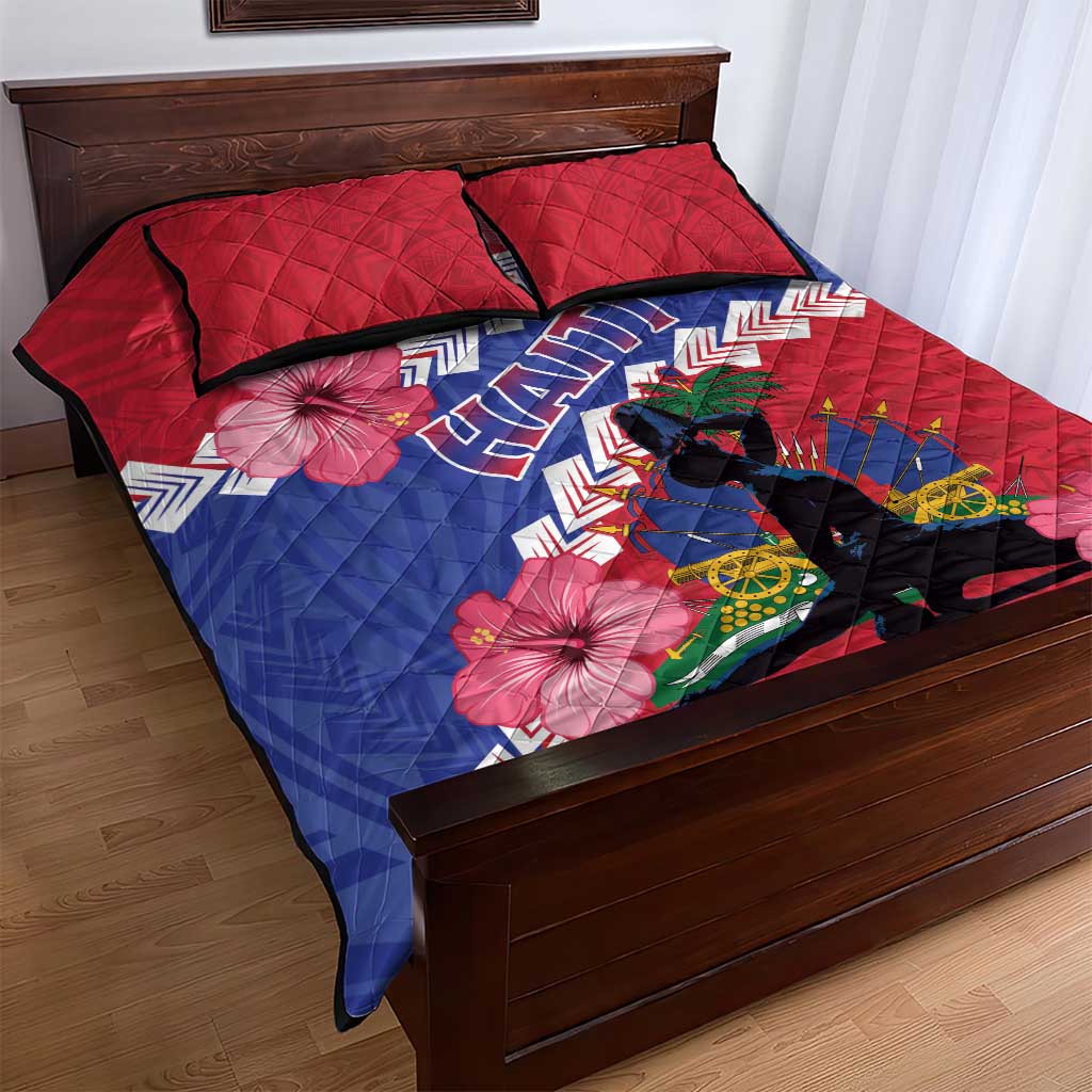 Haiti Neg Maron Quilt Bed Set Coat Of Arms - Hisbicus Polynesian