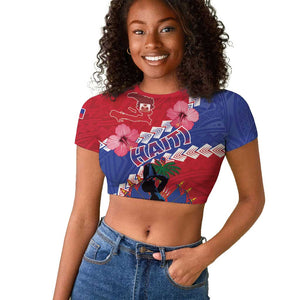 Haiti Neg Maron Raglan Cropped T shirt Coat Of Arms - Hisbicus Polynesian
