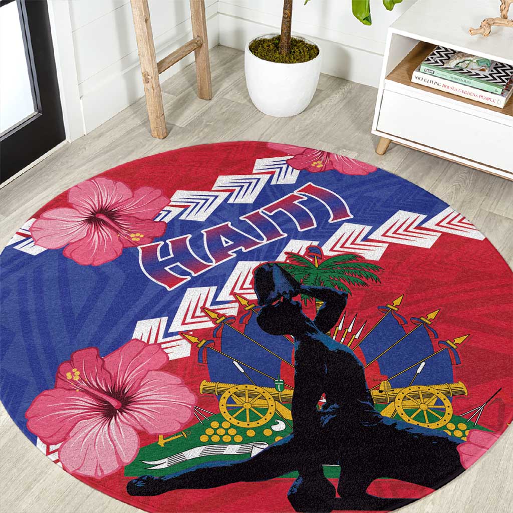 Haiti Neg Maron Round Carpet Coat Of Arms - Hisbicus Polynesian
