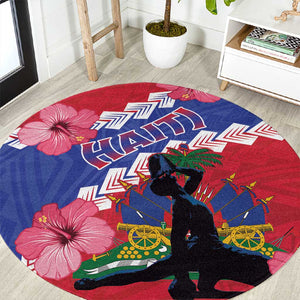 Haiti Neg Maron Round Carpet Coat Of Arms - Hisbicus Polynesian