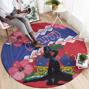 Haiti Neg Maron Round Carpet Coat Of Arms - Hisbicus Polynesian