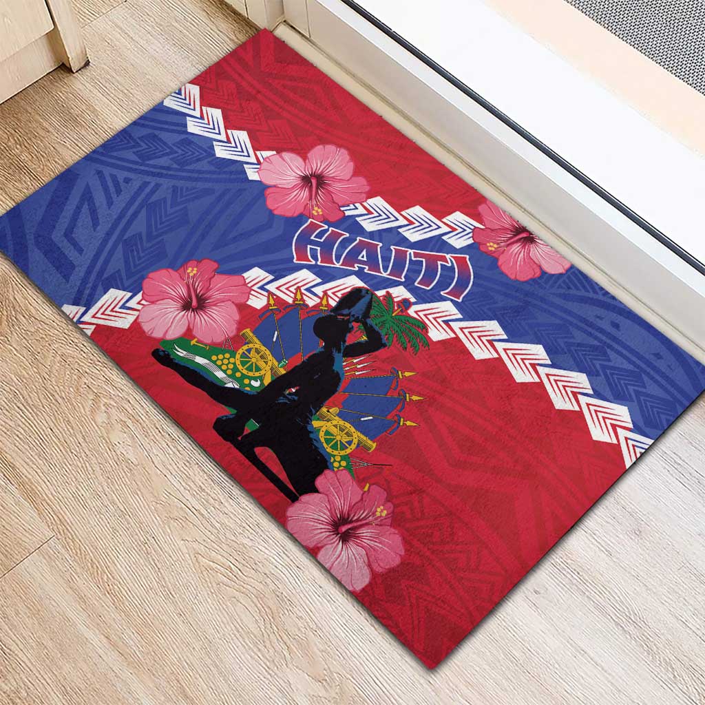 Haiti Neg Maron Rubber Doormat Coat Of Arms - Hisbicus Polynesian