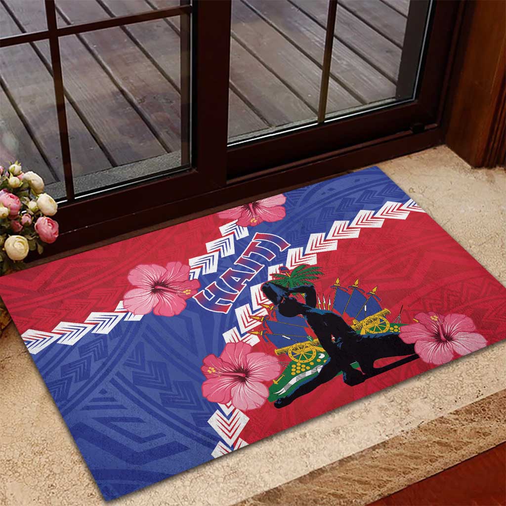 Haiti Neg Maron Rubber Doormat Coat Of Arms - Hisbicus Polynesian