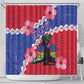 Haiti Neg Maron Shower Curtain Coat Of Arms - Hisbicus Polynesian