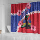 Haiti Neg Maron Shower Curtain Coat Of Arms - Hisbicus Polynesian