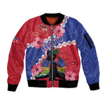 Haiti Neg Maron Sleeve Zip Bomber Jacket Coat Of Arms - Hisbicus Polynesian