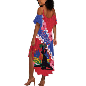 Haiti Neg Maron Summer Maxi Dress Coat Of Arms - Hisbicus Polynesian