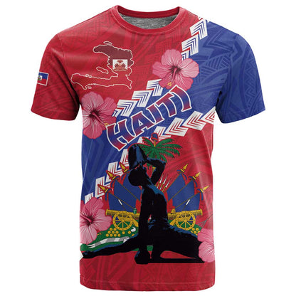 Haiti Neg Maron T shirt Coat Of Arms - Hisbicus Polynesian