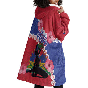 Haiti Neg Maron Wearable Blanket Hoodie Coat Of Arms - Hisbicus Polynesian