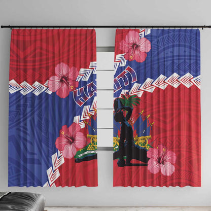 Haiti Neg Maron Window Curtain Coat Of Arms - Hisbicus Polynesian
