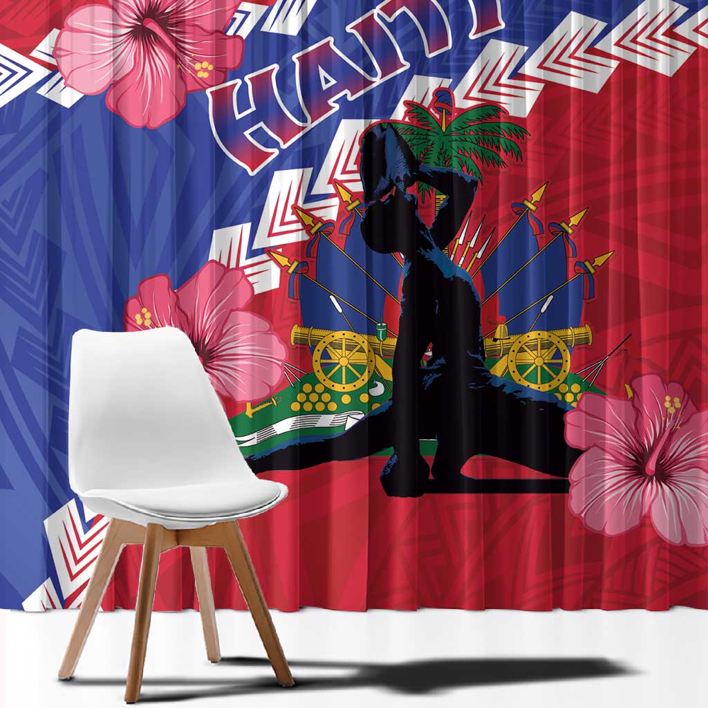 Haiti Neg Maron Window Curtain Coat Of Arms - Hisbicus Polynesian